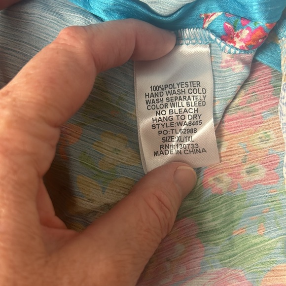 NWT Umgee boho turquoise silky floral kimono swim cover wrap poncho ruana XL 1X - Picture 13 of 16